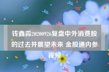 钱鑫淼20200926复盘中外消费股的过去并展望未来 金股通内参视频