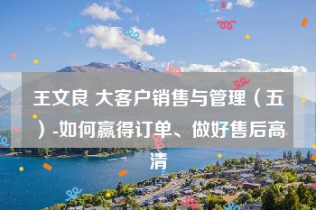 王文良 大客户销售与管理（五）-如何赢得订单、做好售后高清