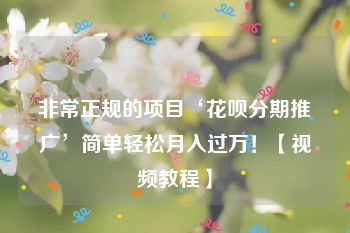 非常正规的项目‘花呗分期推广’简单轻松月入过万！【视频教程】