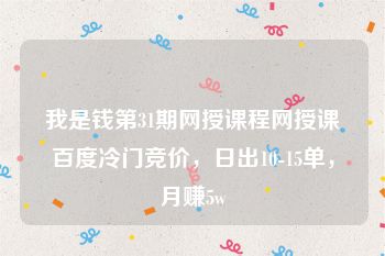 我是钱第31期网授课程网授课百度冷门竞价，日出10-15单，月赚5w