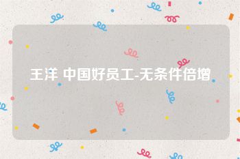 王洋 中国好员工-无条件倍增