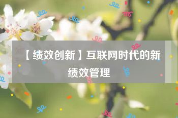 【绩效创新】互联网时代的新绩效管理