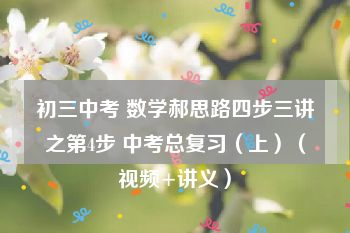 初三中考 数学郝思路四步三讲之第4步 中考总复习（上）（视频+讲义）