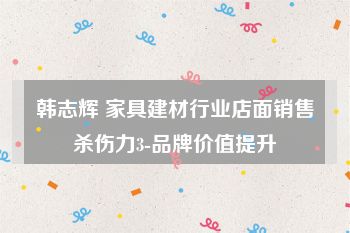 韩志辉 家具建材行业店面销售杀伤力3-品牌价值提升