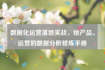 数据化运营落地实战，给产品、运营的数据分析修炼手册