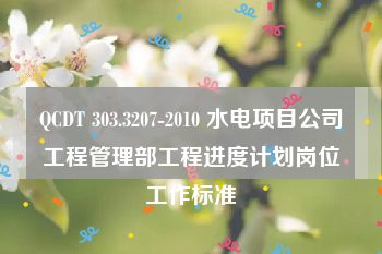 QCDT 303.3207-2010 水电项目公司工程管理部工程进度计划岗位工作标准