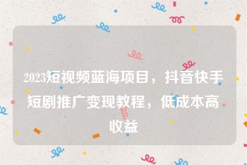 2023短视频蓝海项目，抖音快手短剧推广变现教程，低成本高收益