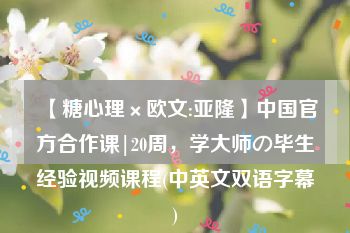 【糖心理×欧文:亚隆】中国官方合作课|20周，学大师の毕生经验视频课程(中英文双语字幕)