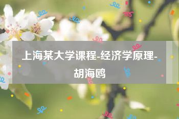 上海某大学课程-经济学原理-胡海鸥