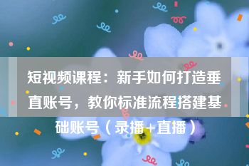 短视频课程：新手如何打造垂直账号，教你标准流程搭建基础账号（录播+直播）