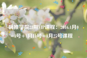嗨推学院23期VIP课程：2016.4月04号+4月11号+4月25号课程