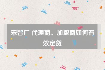 宋智广 代理商、加盟商如何有效定货