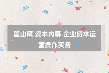 翟山鹰 资本内幕-企业资本运营操作实务