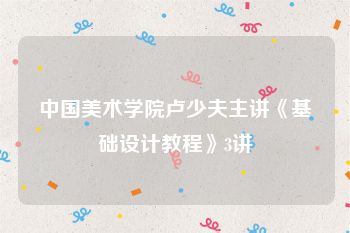 中国美术学院卢少夫主讲《基础设计教程》3讲