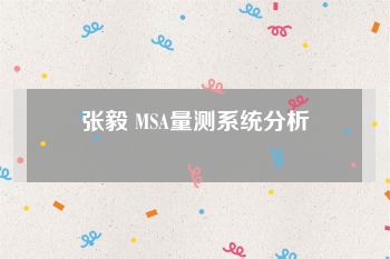 张毅 MSA量测系统分析