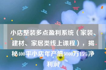 小店整装多点盈利系统（家装、建材、家居类线上课程），揭秘400平小店年产值5000万15%净利润