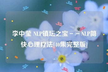 李中莹 NLP镇坛之宝－－NLP简快心理疗法[40集完整版]