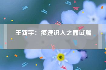 王新宇：痕迹识人之面试篇