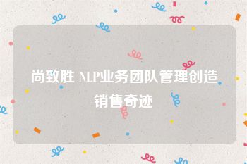 尚致胜 NLP业务团队管理创造销售奇迹