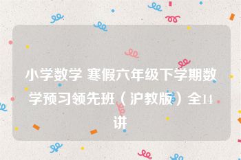 小学数学 寒假六年级下学期数学预习领先班（沪教版）全14讲