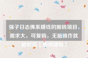 强子日志佛系赚钱的搬砖项目，需求大，可复购，无脑操作就能收钱【视频课程】