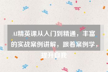 AI精英课从入门到精通，丰富的实战案例讲解，跟着案例学，提升自我