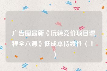 广告圈最新《玩转竞价项目课程全六课》低成本持续性（上）