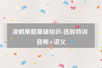 凌鹏策略基础知识-选股特训 音频+讲义