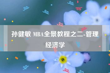 孙健敏 MBA全景教程之二-管理经济学