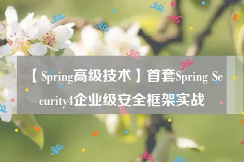 【Spring高级技术】首套Spring Security4企业级安全框架实战