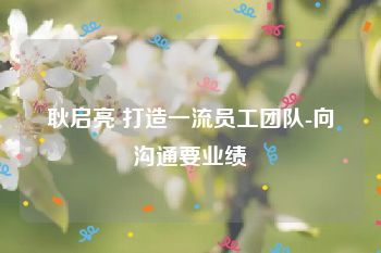 耿启亮 打造一流员工团队-向沟通要业绩