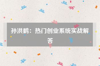 孙洪鹤：热门创业系统实战解答