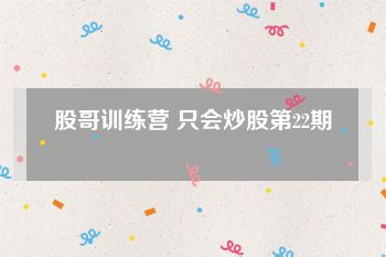股哥训练营 只会炒股第22期