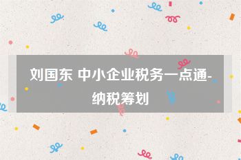 刘国东 中小企业税务一点通-纳税筹划