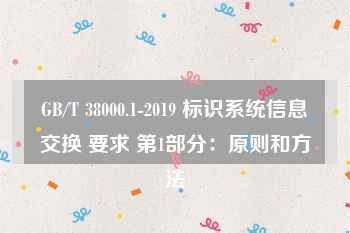 GB/T 38000.1-2019 标识系统信息交换 要求 第1部分：原则和方法