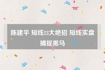 陈建平 短线23大绝招 短线实盘捕捉黑马