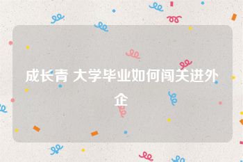 成长青 大学毕业如何闯关进外企