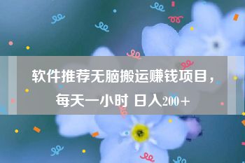 软件推荐无脑搬运赚钱项目，每天一小时 日入200+