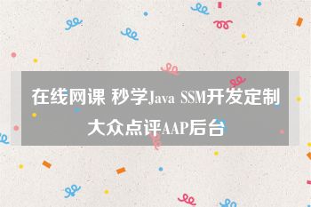 在线网课 秒学Java SSM开发定制大众点评AAP后台