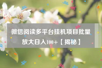 微信阅读多平台挂机项目批量放大日入100+【揭秘】