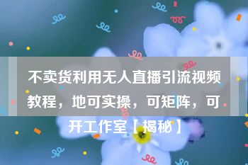 不卖货利用无人直播引流视频教程，地可实操，可矩阵，可开工作室【揭秘】