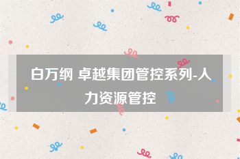 白万纲 卓越集团管控系列-人力资源管控