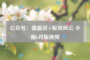 公众号：盘面说+板块风云 小圈6月版视频