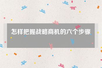 怎样把握战略商机的六个步骤