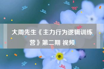 大周先生《主力行为逻辑训练营》第二期 视频