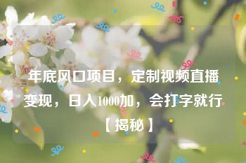 年底风口项目，定制视频直播变现，日入1000加，会打字就行【揭秘】