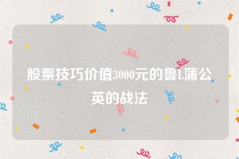 股票技巧价值3000元的鲁L蒲公英的战法