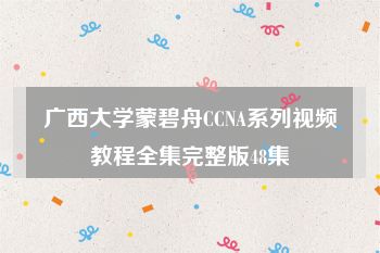 广西大学蒙碧舟CCNA系列视频教程全集完整版48集