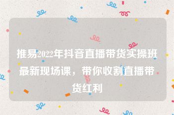 推易2022年抖音直播带货实操班最新现场课，带你收割直播带货红利