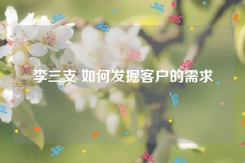 李三支 如何发掘客户的需求